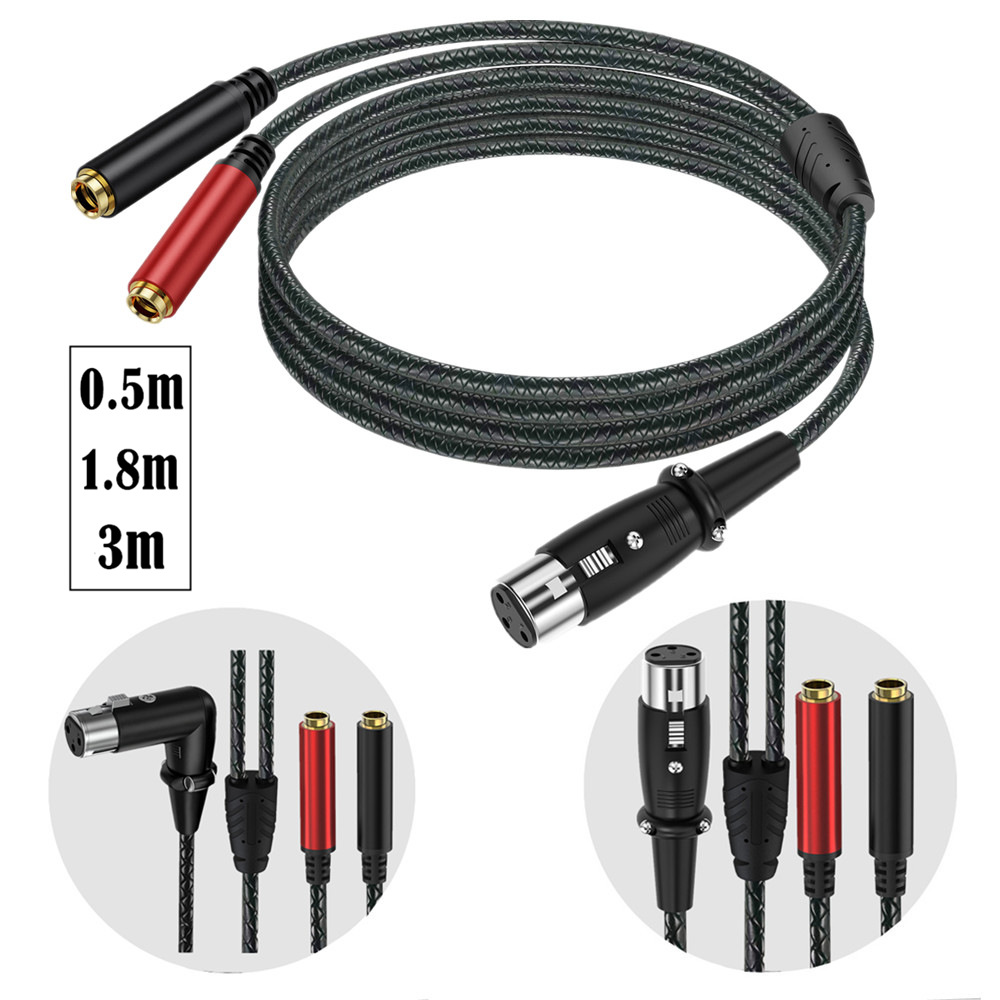 Earphone Splitter Jack - 3Pin XLR Female To Dual 6.35mm