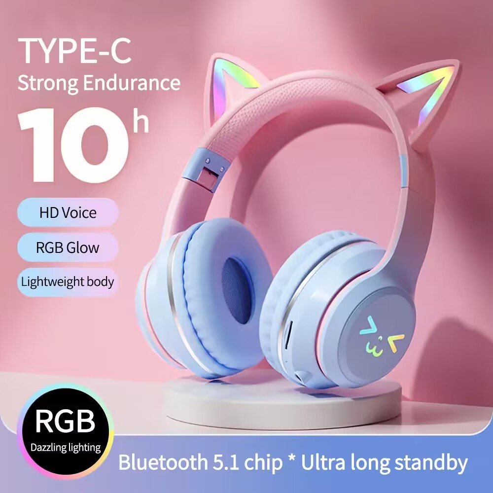 Gaming Headset Rgb - RGB Glow Earphones Wireless Earbuds 5.3