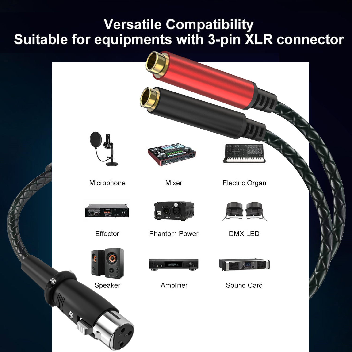 3Pin XLR Female To Dual 6.35mm - Earphone Splitter Jack 评论和价格