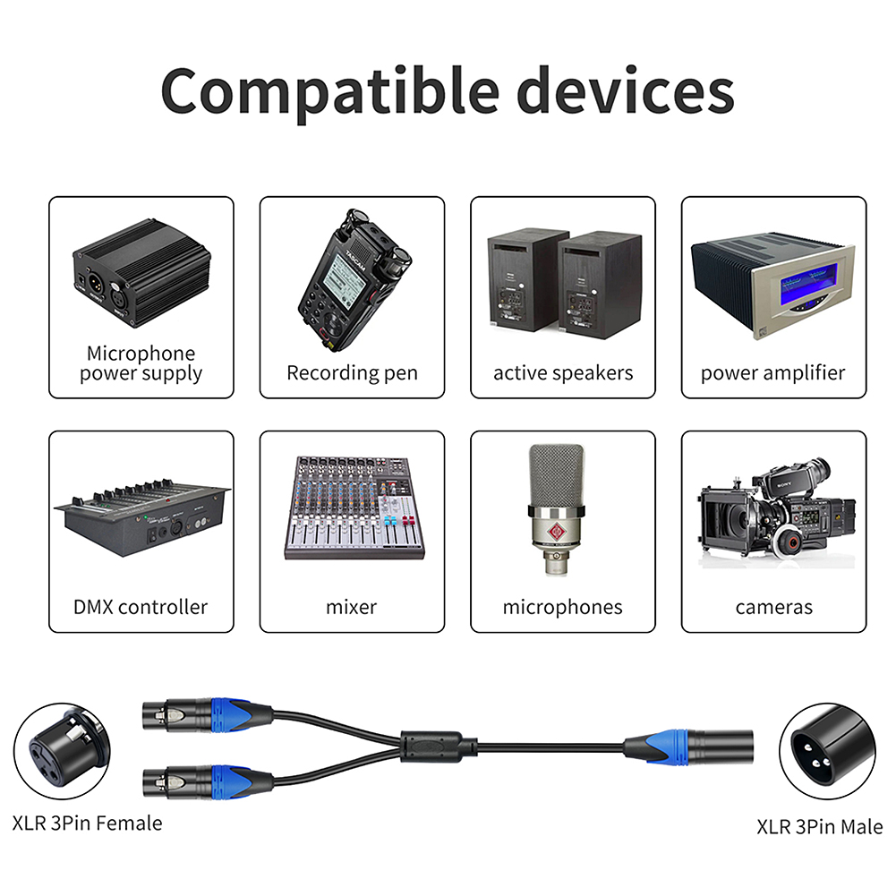 50cm 1 XLR Female To 2 XLR Mal - Audio Splitter Y 评论和价格