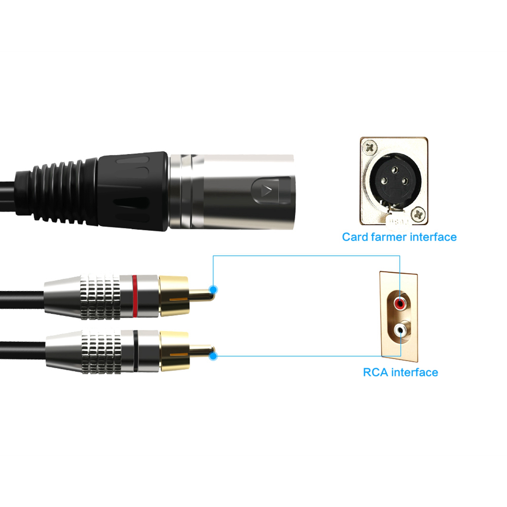 1 XLR Male to 2 RCA Male Plug  - Audio Splitter Y 评论和价格