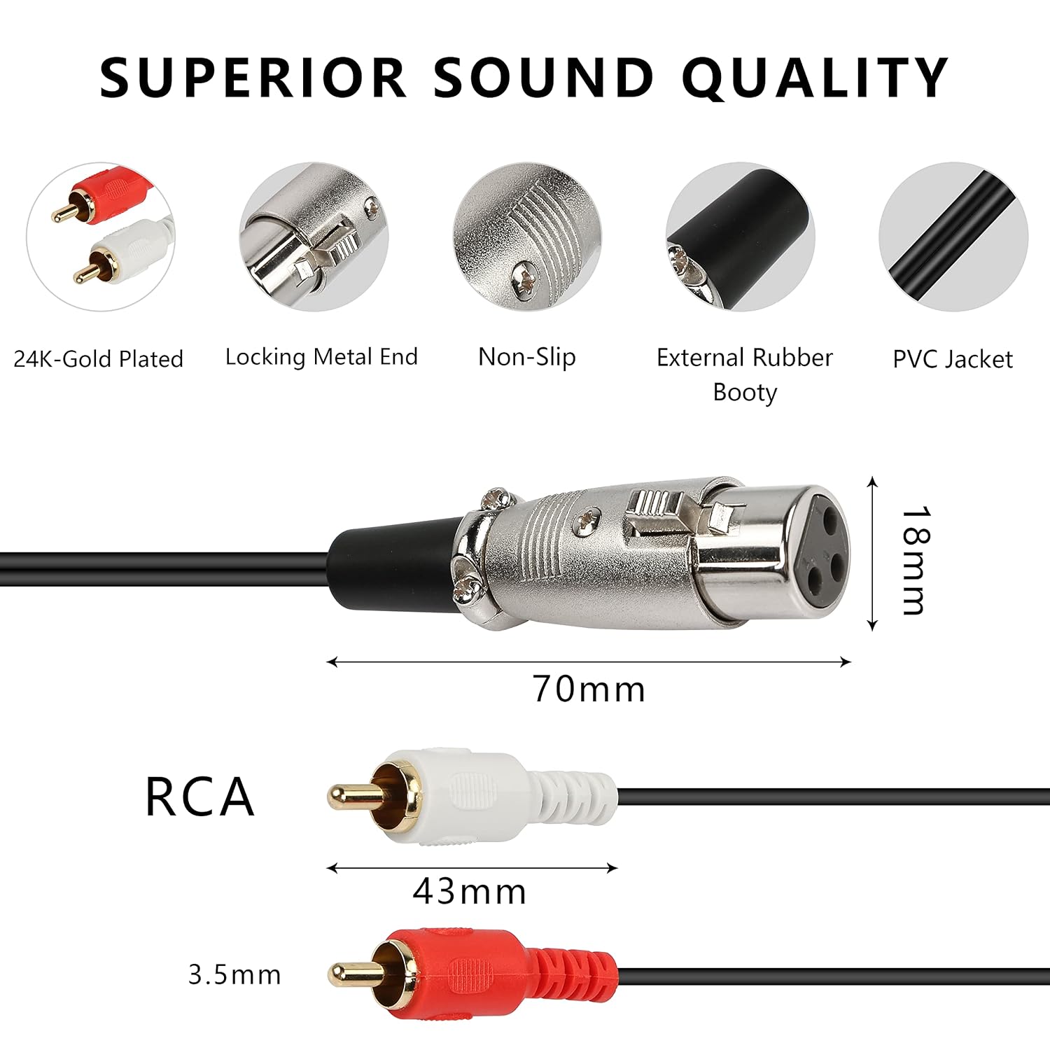 XLR Female to Dual RCA Male St - Audio Splitter Y 评论和价格