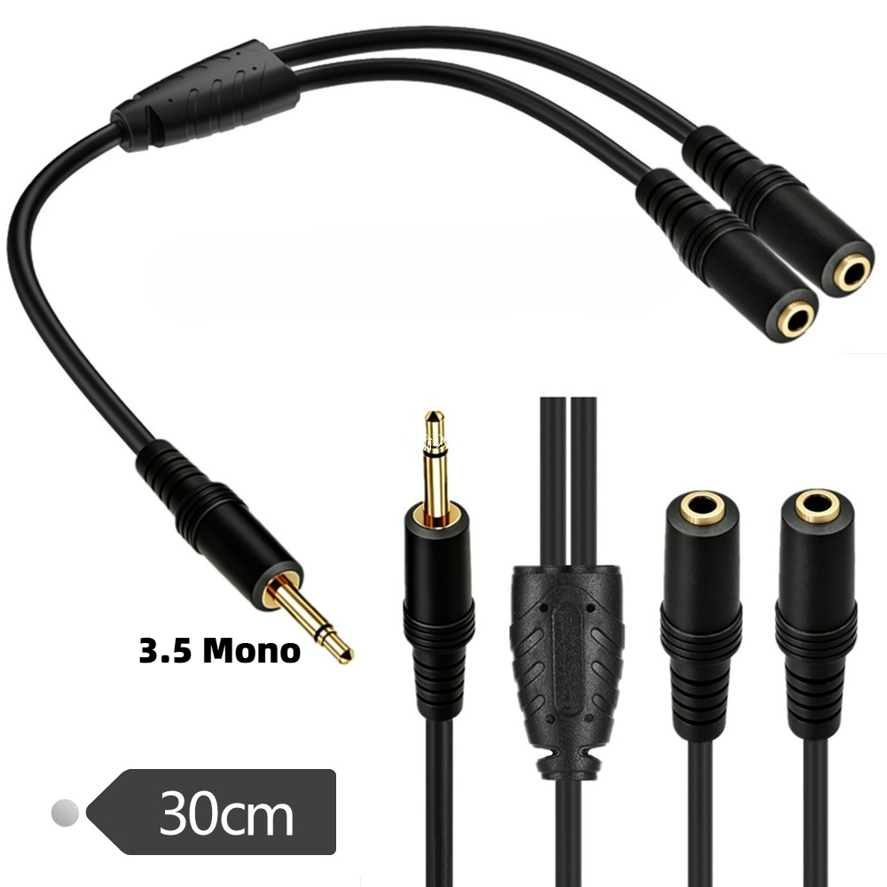 3.5mm TS Mono Male To Dual 3.5 - Earphone Splitter Jack 评论和价格
