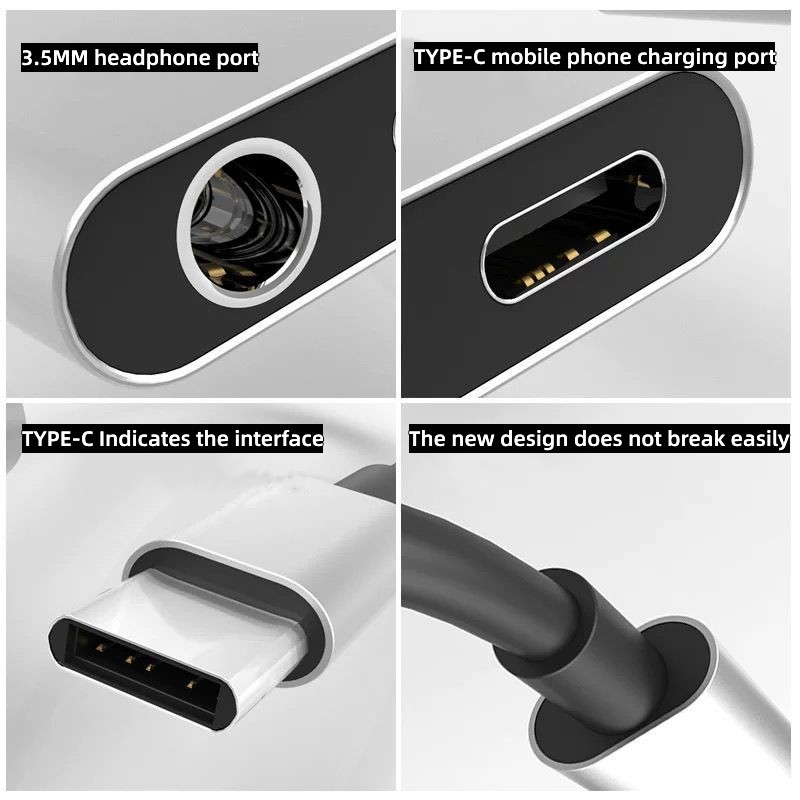 2 in 1 Audio Adapter Type C To - Audiophile Headphone Wired 评论和价格