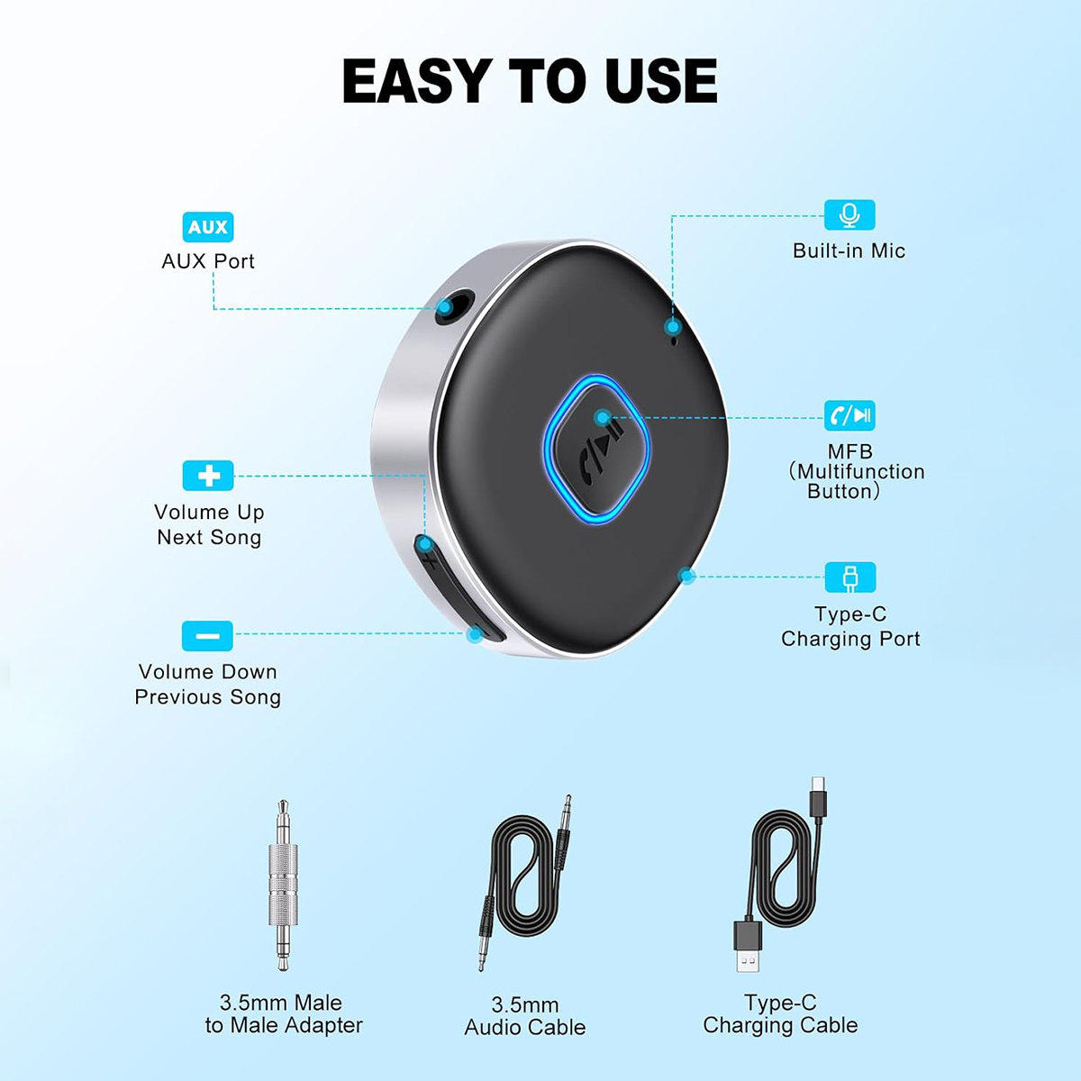 Car Bluetooth AUX Adapter, Min - Bluetooth Adapter Receiver 评论和价格